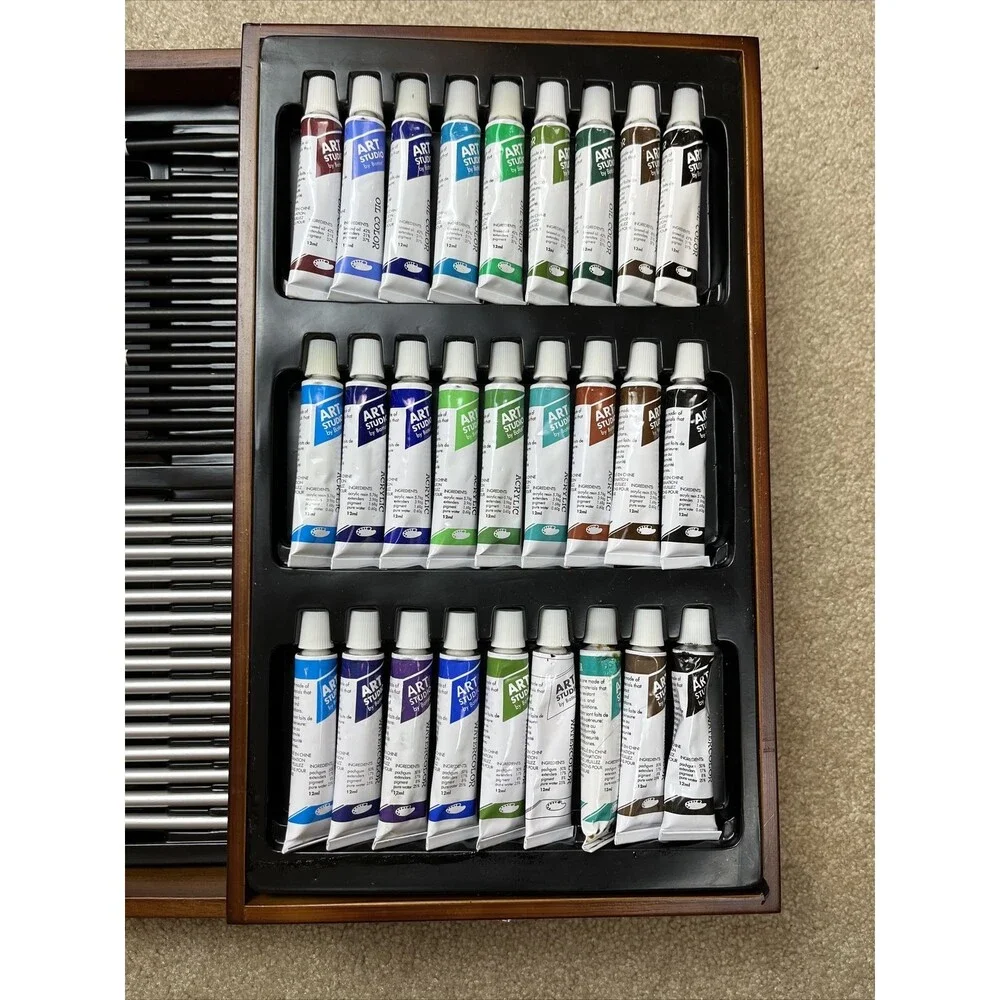 ART‎ STUDIO BY BATTAT Set, Art Supplies, 2-Tier Wood Case, Very Lightly Used